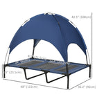 PawHut - Lit pour animaux surélevé rafraîchissant avec auvent pour chiens taille XL - 48 po L x 36 po l x 43 po H - bleu foncé-Le tissu est fait de polyester haute densité et respirant pour éloigner la chaleur 
