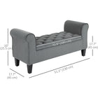 HOMCOM - Banc ottoman de rangement rembourré avec accoudoirs - gris-Convient pour l’entrée, le bout du lit et le salon 