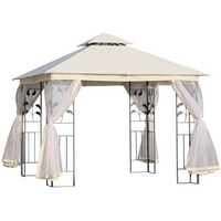 Outsunny - Pavillon de patio 10 pi l x 10 pi L - auvent de pavillon d’extérieur - blanc-La tente gazebo avec parois latérales en maille est un ajout fantastique à votre terrasse, balcon ou jardin