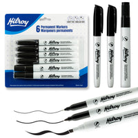 Hilroy - Marqueurs permanents, emballage varié, marqueur permanent, faible odeur, noir, 2 fines, 2 biseautées, 2 ultrafines, Lot de 6-Applications multiples :Conçus pour écrire de manière permanente sur une grande variété de surfaces, notamment le papier, les photos, le plastique, le bois, la pierre et le métal. Son encre polyvalente adhère parfaitement à la plupart des surfaces, ce qui en fait un produit idéal pour les tâches quotidiennes comme pour les environnements industriels exigeants