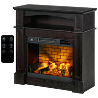 HOMCOM - Foyer électrique avec manteau et télécommande, brun-Cheminée électrique design autoportante avec manteau en bois plein cadre 