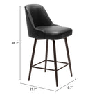 Zuo - Keppel Swivel Tabouret de comptoir - Noir/Bronze-7