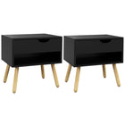HOMCOM - Table de chevet avec tiroir et étagère - noir - lot de 2-Utilisez-le comme table de chevet ou table d’appoint à la maison 