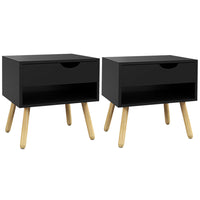 HOMCOM - Table de chevet avec tiroir et étagère - noir - lot de 2-Utilisez-le comme table de chevet ou table d’appoint à la maison 