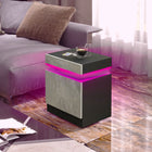 HOMCOM - Table de chevet avec lumières LED - gris ciment-Choisissez parmi 60 000 couleurs, ajustez la luminosité et programmez des minuteries, ou synchronisez avec la musique et les modes clignotants pour toutes les ambiances 
