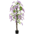 HOMCOM - Arbre de glycine artificiel 5,9 pi avec bois naturel - violet-Le design colouré de la glycine rehausse l'attrait esthétique de n'importe quelle pièce 