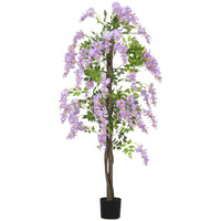 HOMCOM - Arbre de glycine artificiel 5,9 pi avec bois naturel - violet-Le design colouré de la glycine rehausse l'attrait esthétique de n'importe quelle pièce 