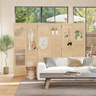 HOMCOM - Séparateur de pièce autoportant à 6 panneaux avec panneau perforé pour chambre, bureau intérieur - naturel-Matériau : Bois de paulownia  
