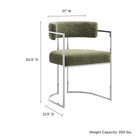 Modway - Huron Dos courbé Tissu et métal Chaise d’accent pour salle à manger - Feuille d’argent-Siège et dossier rembourrés