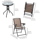 Outsunny - Ensemble de Bistro de Patio Pliable avec Chaises Récamier et Table Ronde, Brun-L'ensemble est fabriqué en acier peint par poudrage pour une plus grande durabilité 