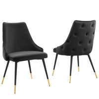 Modway - Adorn Performance Velvet Fauteuil d’appoint de salle à manger Ensemble de 2 - Noir-Chaise à manger vintage moderne d’accent