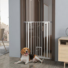 PawHut - Barrière pour animaux 41" avec porte de passage - Blanc-Cette barrière de sécurité pour escaliers permet à la porte de s’ouvrir dans les deux directions