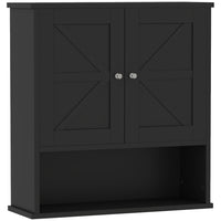 kleankin - Armoire murale de salle de bain style ferme - noir-Conception murale permettant une utilisation efficace de l’espace mural