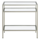 Hudson&Canal - Table d'appoint rectangulaire Sivil 61 cm (24 po) - Nickel satiné-Comprend un plateau et des étagères en verre trempé