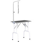 PawHut - Table de Toilettage pour Chiens et Chats Pliable Surface Anti-dérapante - Noir-Cadre en métal robuste avec pieds antidérapants pour empêcher la table de vaciller