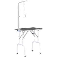 PawHut - Table de Toilettage pour Chiens et Chats Pliable Surface Anti-dérapante - Noir-Cadre en métal robuste avec pieds antidérapants pour empêcher la table de vaciller