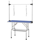 PawHut - Table de Toilettage pour Chien Réglable avec 2 Harnais de Sécurité - Bleu-Cadre en métal solide pour une fiabilité et une résistance durables