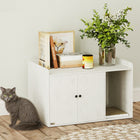 PawHut - Enclos pour bac à litière pour chat, meuble dissimulé 32 po-Couleur : blanc vieilli 