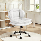 HOMCOM - Chaise de bureau large sans accoudoirs à roulettes croisées - blanc-Hauteur réglable et fonction d’inclinaison douce pour trouver votre confort personnel 