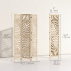 HOMCOM - Séparateur de pièce autoportant à 3 panneaux motif feuille de palmier pour bureau à domicile, chambre - finition bois naturel-Le cadre en bois de paulownia massif assure un soutien solide  
