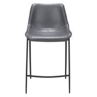 Zuo - Magnus Tabouret de comptoir - Dark Gris/Noir - Ensemble de 2-Tissu en faux cuir doux et durable