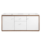 Modway - Transmit 48" Vanité de salle de bain murale - Blanc noyer-Vanité moderne du milieu du siècle