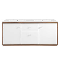 Modway - Transmit 48" Vanité de salle de bain murale - Blanc noyer-Vanité moderne du milieu du siècle