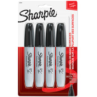 Sharpie - Marqueurs permanents − Pointe biseautée − Noir − Paquet de 4-La pointe biseautée polyvalente permet deux largeurs de traits - large ou fin