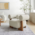 Modway - Jace Boucle Chaise d’accent - Pearl-Pieds en bois de frêne