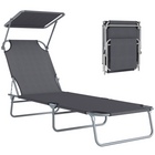 Outsunny - Chaise longue d’extérieur - pour plage - camping - randonnée - jardin - gris-Convient pour les parcs extérieurs, jardins, terrasses, bords de piscine, vérandas, plages et plus encore