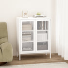 Manhattan Comfort - Amelia 31,5 po Buffet Moderne d’Appoint - Blanc-2 portes standard en treillis métallique avec longues poignées métalliques arrondies