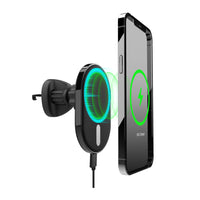 HyperGear - Chargeur de voiture sans fil MagVent MagSafe 15 W - Noir-Conception 2-en-1 : chargeur rapide sans fil et support pour téléphone
