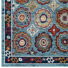 Modway - Entourage Treillis marocain floral vieilli d’Odile Tapis de 5 pi l x 8 pi L - Bleu, Rouge, Orange, Jaune-Résistant aux taches / Facile à nettoyer