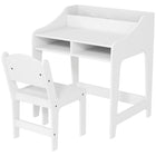 Qaba - Ensemble bureau et chaise pour enfants avec étagères de rangement - Blanc-La table spacieuse permet d'écrire, de lire, de dessiner et de bricoler 