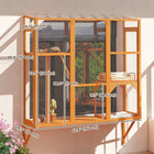 PawHut - Catio extérieur pour fenêtre pour 2-3 grands chats - orange - 63,8 po L x 19,7 po l x 60,6 po H-Comprend trois niveaux avec deux plateformes et un poteau à griffer 