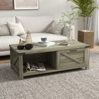 HOMCOM - Table basse style ferme avec tiroir et étagère de rangement pour salon - gris-Décoration style ferme adaptée au salon, bureau, dortoir, réception