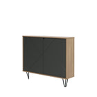 Nexera - Console de rangement 2 portes Slim, Muscade et gris charbon-5