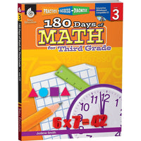 Shell Education - Practice, Assess, Diagnose (SEP50806) : 180 Days Of Math Book, 3e année-Convient aux enfants de 8 ans et en 3e année