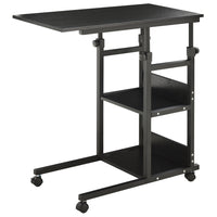 HOMCOM - Bureau debout mobile - 31 po L x 15,75 po l x 32,25 po H - noir-Conception à 3 niveaux, offre une grande capacité 