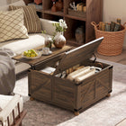 HOMCOM - Table basse relevable avec compartiment caché - brun-Le dessus relevable offre un espace de travail ou de repas supplémentaire