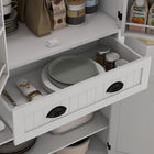 HOMCOM - Armoire de cuisine 71 po avec étagères à épices et éclairage LED - blanc-Conception anti-basculement pour plus de sécurité 