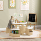 Qaba - Ensemble table et chaises pour enfants 5 pièces avec rangement pour chambre d’enfant - blanc-Les chaises se rangent sous la table pour maximiser l'espace dans la pièce  
