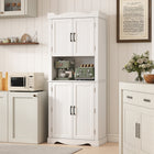 HOMCOM - Armoire de cuisine garde-manger 73 po avec étagères de porte - blanc-Style moderne avec des accents sculptés ornés pour une touche d’élégance 