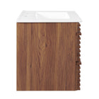 Modway - Render Support mural de 24" Vanette de salle de bain - Blanc noyer-Tiroirs à extension complète