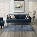Modway - Minu Treillis floral vieilli Tapis 4 pi l x 6 pi L - Bleu foncé, jaune et orange-Protéger les planchers de la circulation ou des meubles