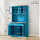 HOMCOM - Armoire de rangement 71 po avec espace pour micro-ondes et vaisselier - bleu marine-Design moderne et épuré avec portes vitrées et portes shaker pour la décoration intérieure 