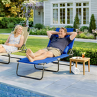 Outsunny - Chaise longue d’extérieur pliante - chaise de bronzage avec ouverture pour le visage - bleu-Dossier réglable en 5 positions - de 0 à 180 degrés pour répondre à vos besoins de confort