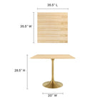 Modway - Lippa 36 po Carré Bois Table à manger, Or Naturel-Table en MDF