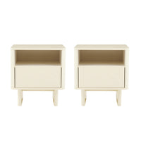 Manhattan Comfort - Ensemble de 2 tables de nuit modernes Ella 39,4" - Crème-Table de nuit moderne pour chambre et salon lot de 2