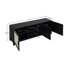 Manhattan Comfort - Ensemble de 4 : Meuble TV, bibliothèque, buffet et table d’appoint Sheridan style Mid-Century Modern - Noir-Garantie limitée du fabricant de 30 jours